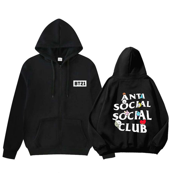 BT21 Cartoon Anti Social Club Hooded Jacket