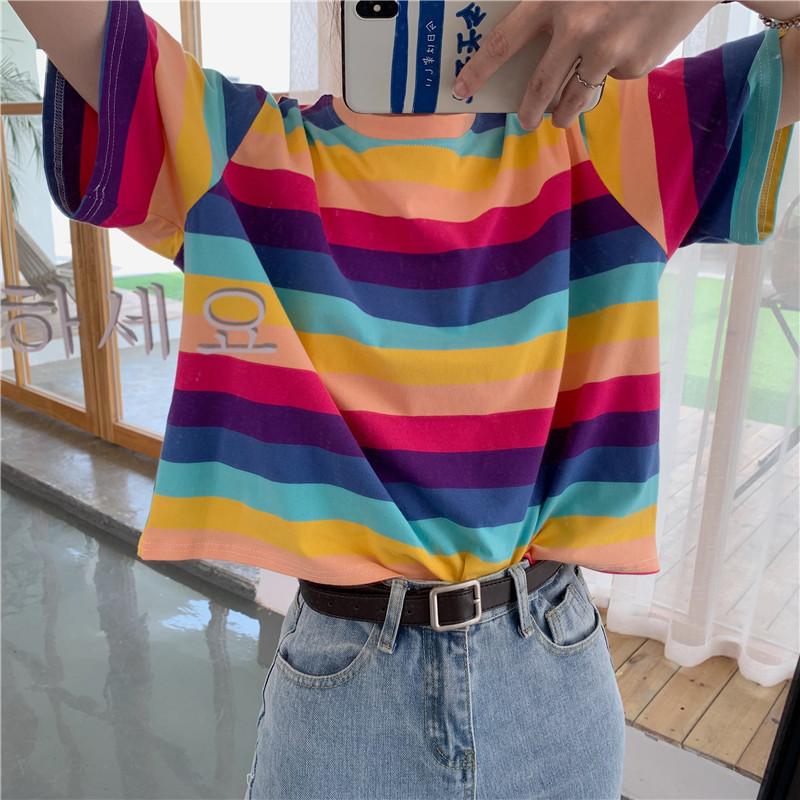 Summer Rainbow Stripes Tee