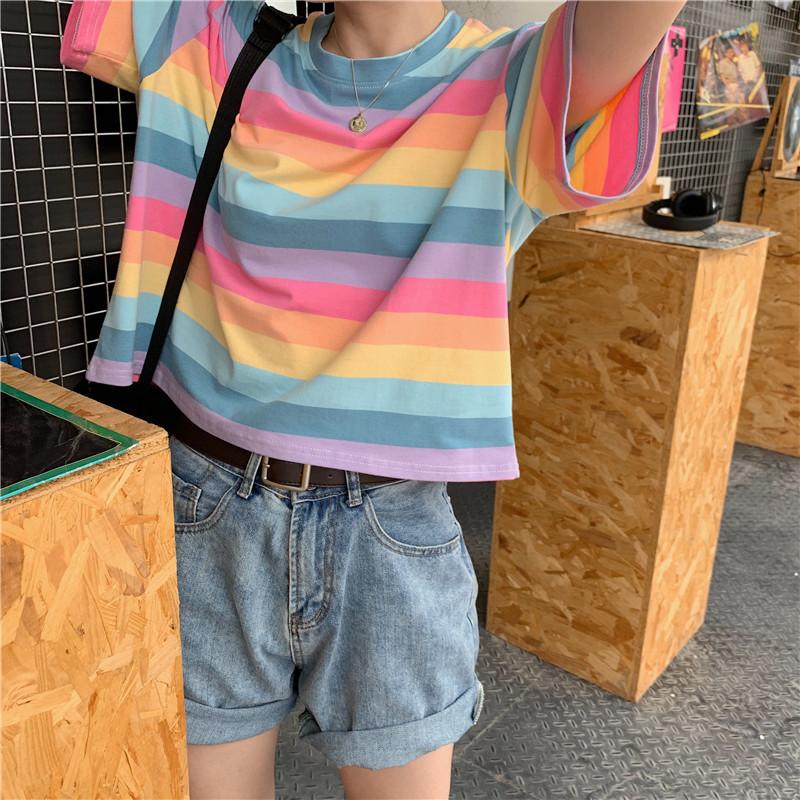 Summer Rainbow Stripes Tee
