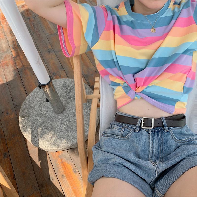 Summer Rainbow Stripes Tee