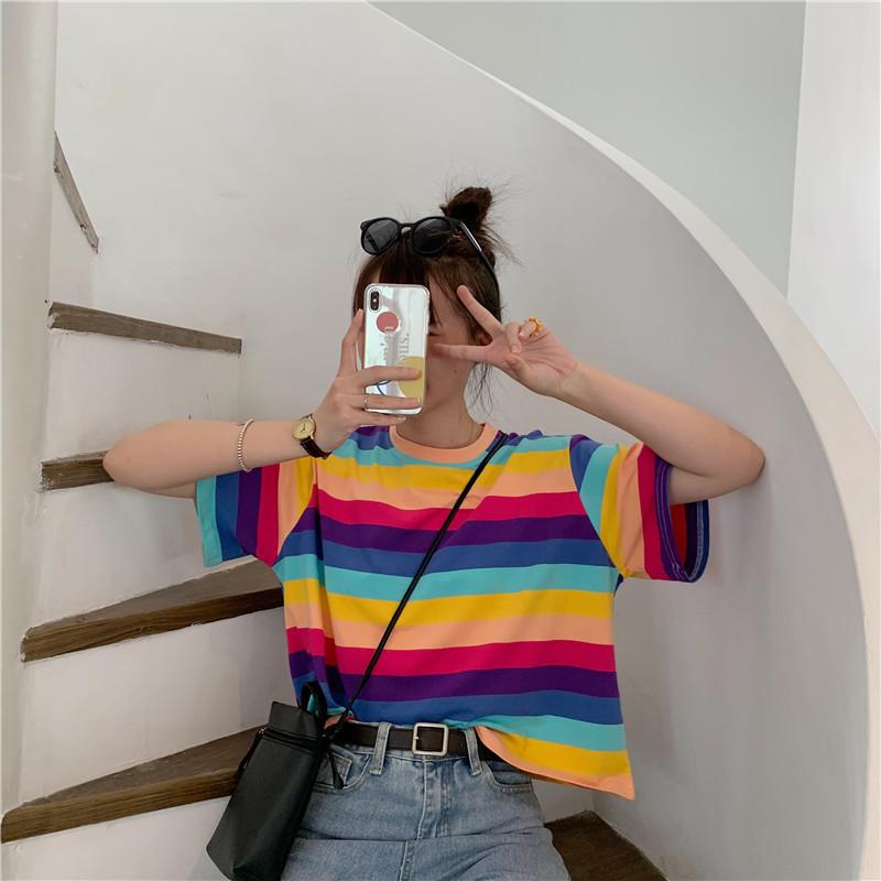 Summer Rainbow Stripes Tee