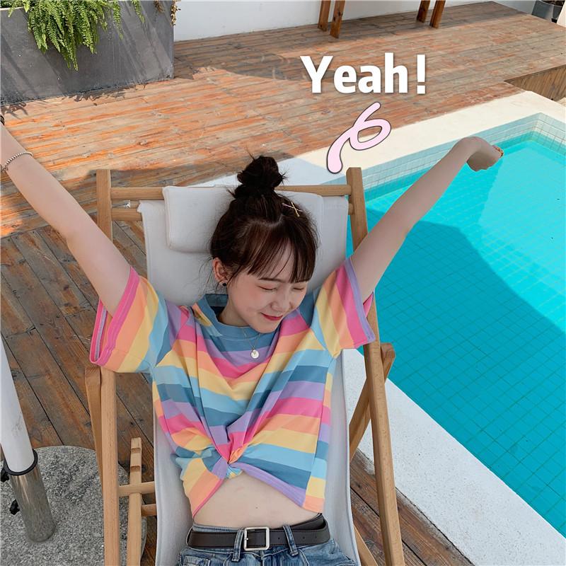 Summer Rainbow Stripes Tee