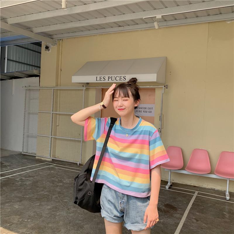 Summer Rainbow Stripes Tee