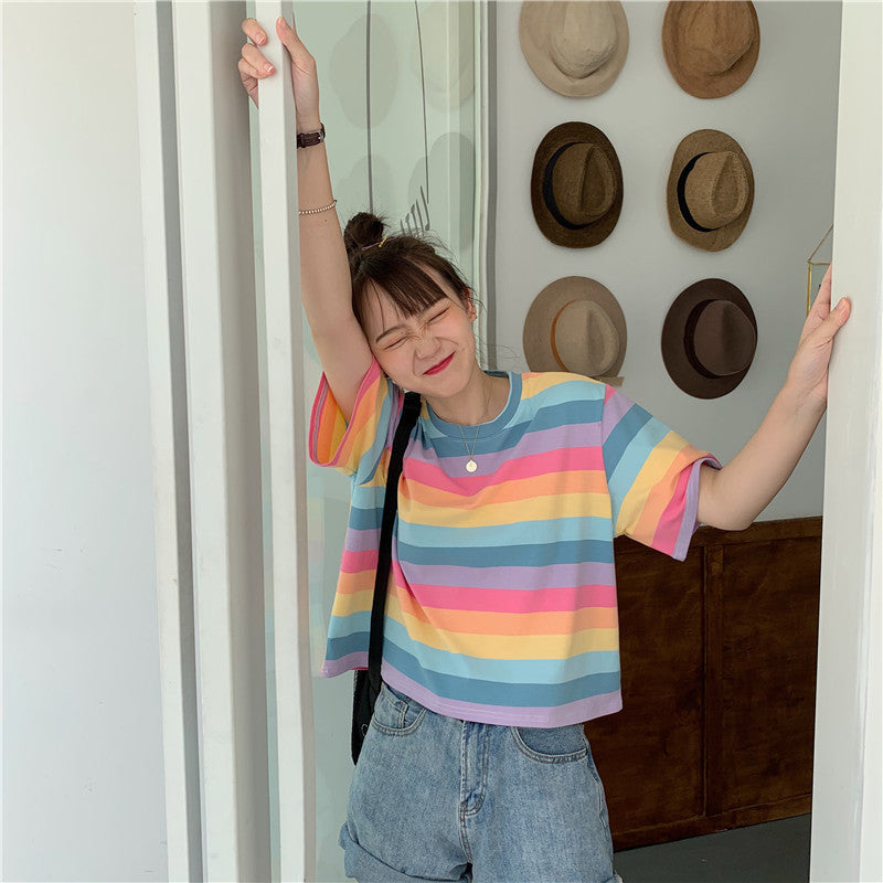 Summer Rainbow Stripes Tee