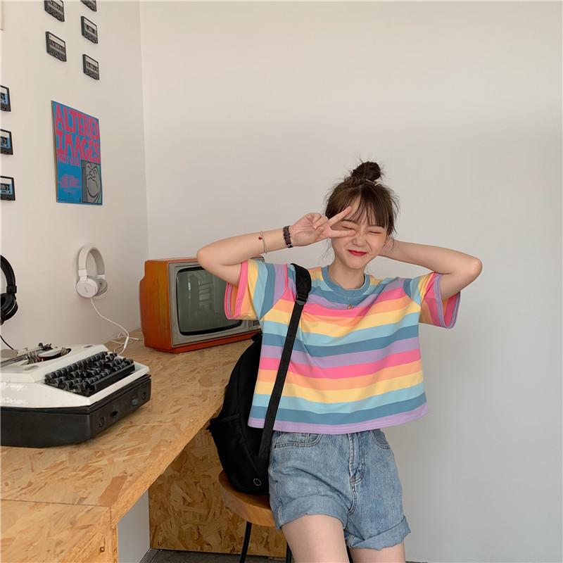 Summer Rainbow Stripes Tee
