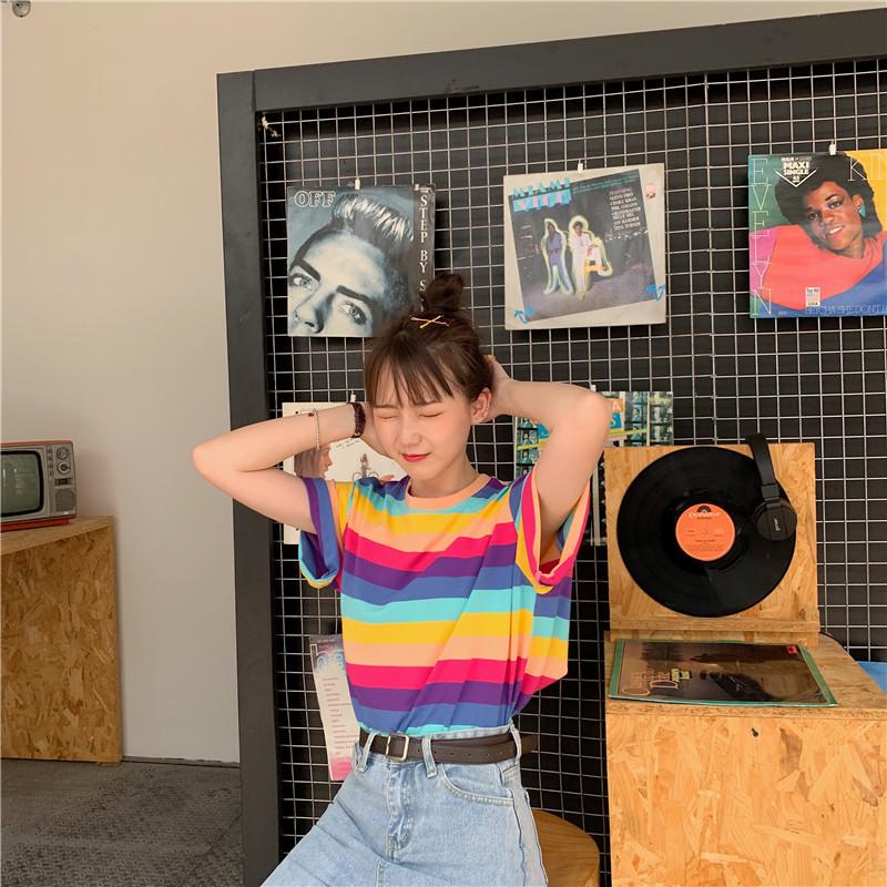 Summer Rainbow Stripes Tee