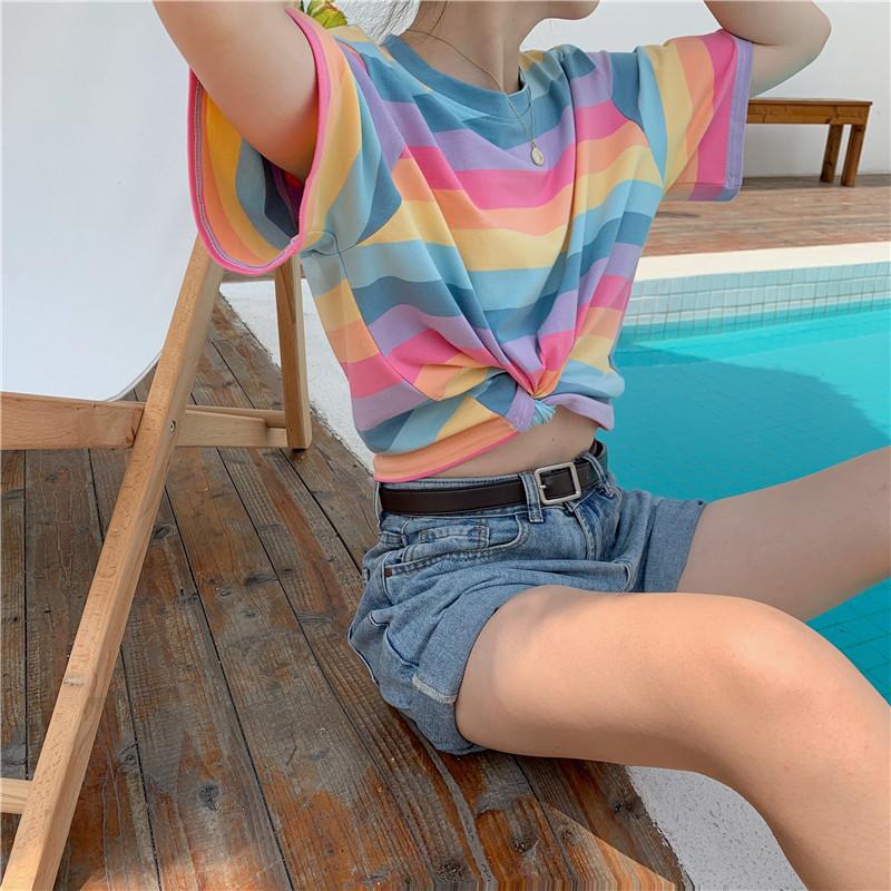 Summer Rainbow Stripes Tee