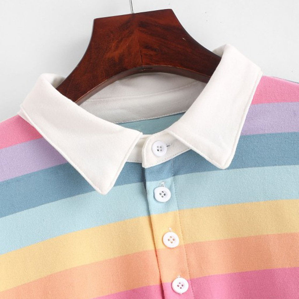 Pastel Vibes Collared Long Sleeve Shirt