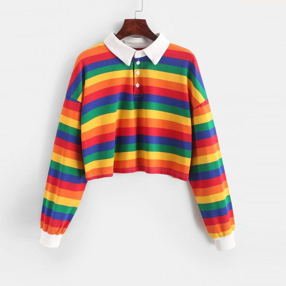 Pastel Vibes Collared Long Sleeve Shirt