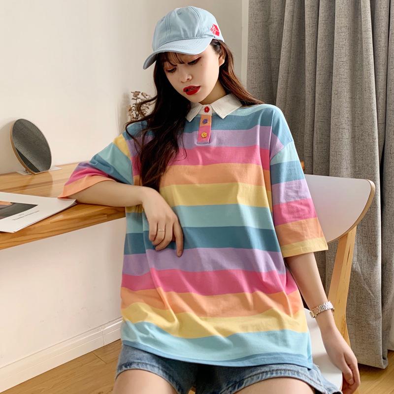 Pastel Vibes Collared Short Sleeve 'Oversized' Shirt