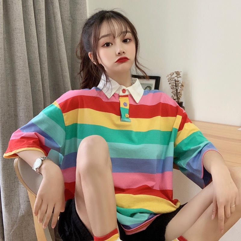 Pastel Vibes Collared Short Sleeve 'Oversized' Shirt