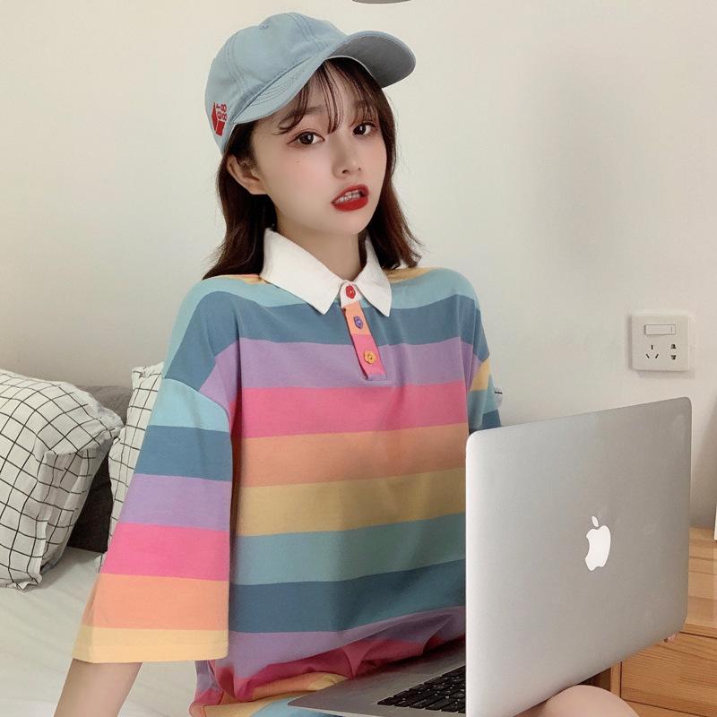 Pastel Vibes Collared Short Sleeve 'Oversized' Shirt