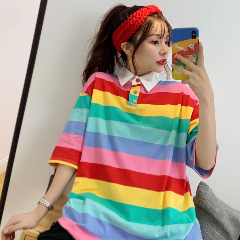Pastel Vibes Collared Short Sleeve 'Oversized' Shirt