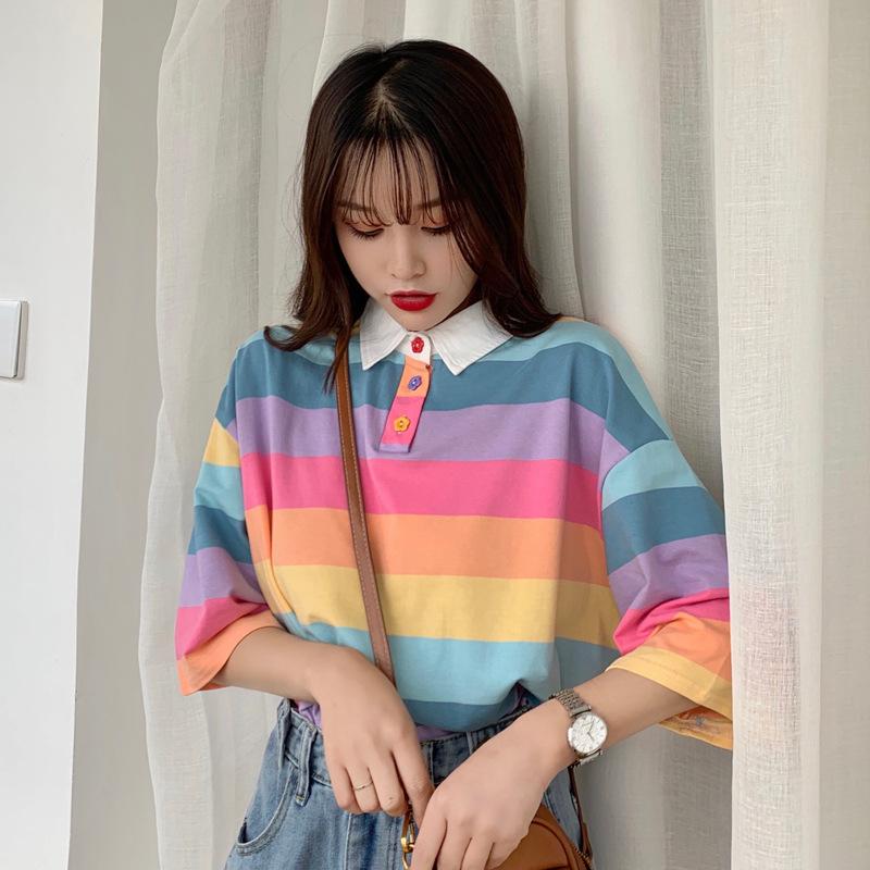 Pastel Vibes Collared Short Sleeve 'Oversized' Shirt
