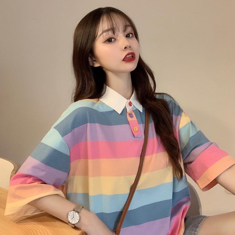 Pastel Vibes Collared Short Sleeve 'Oversized' Shirt