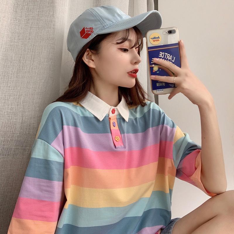 Pastel Vibes Collared Short Sleeve 'Oversized' Shirt