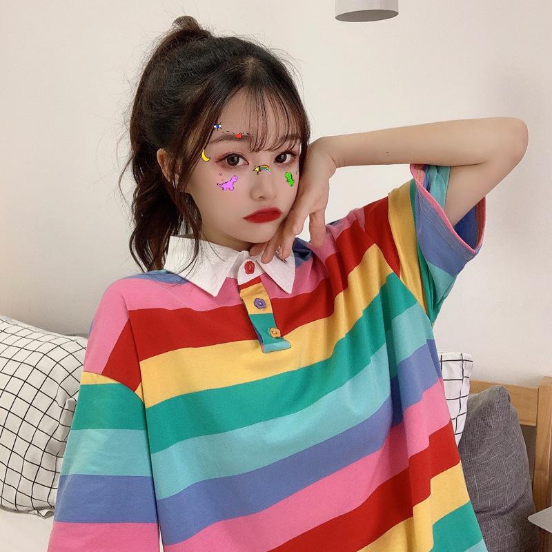 Pastel Vibes Collared Short Sleeve 'Oversized' Shirt