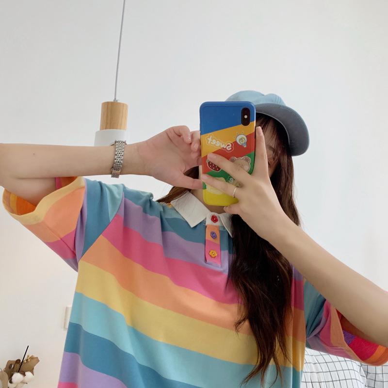 Pastel Vibes Collared Short Sleeve 'Oversized' Shirt