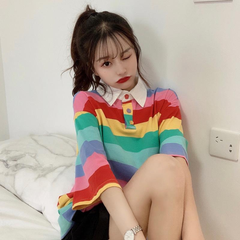 Pastel Vibes Collared Short Sleeve 'Oversized' Shirt