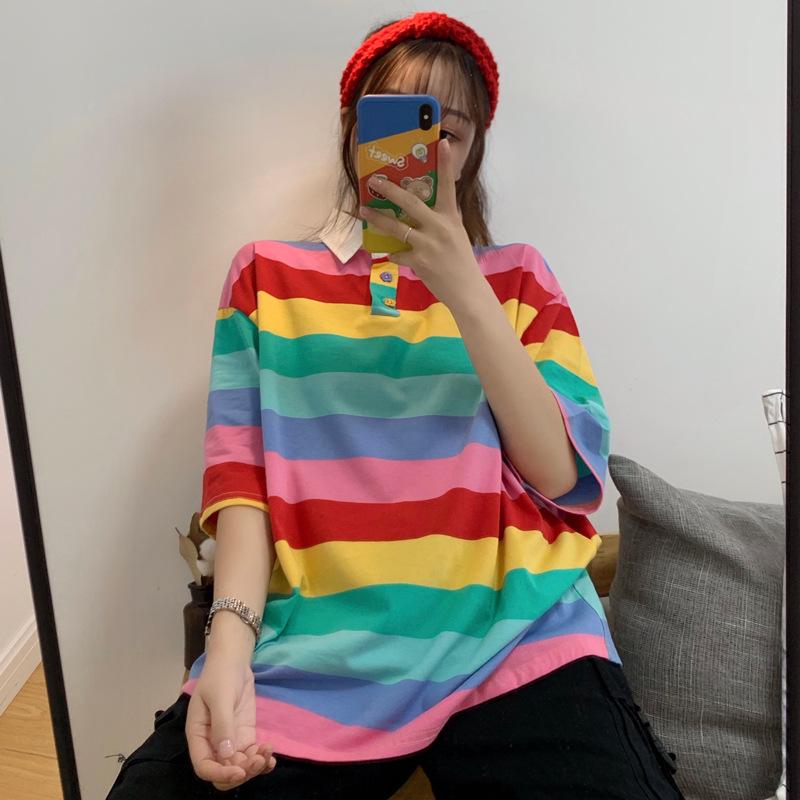 Pastel Vibes Collared Short Sleeve 'Oversized' Shirt