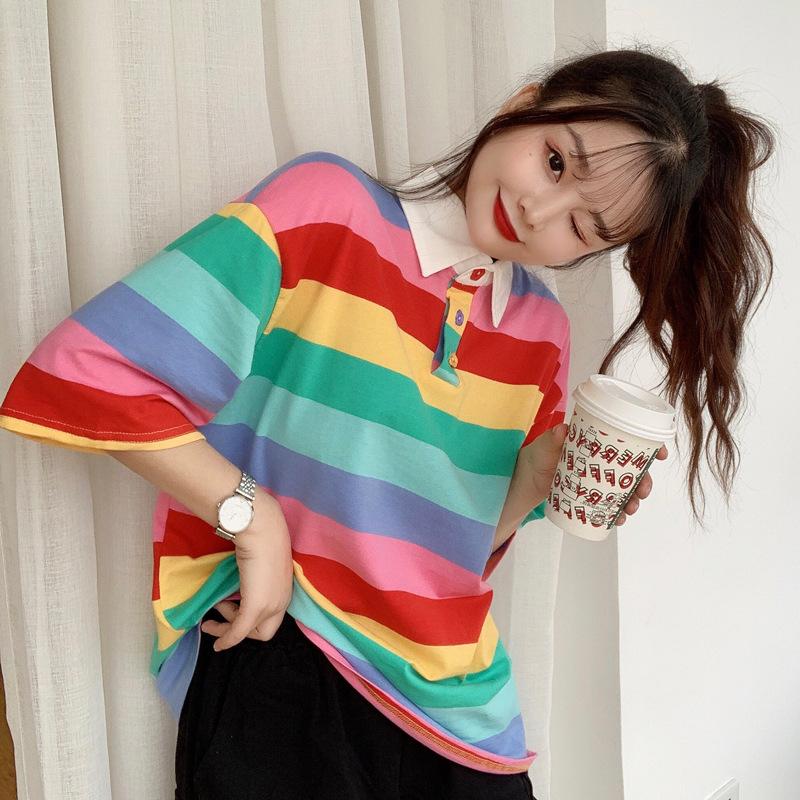 Pastel Vibes Collared Short Sleeve 'Oversized' Shirt