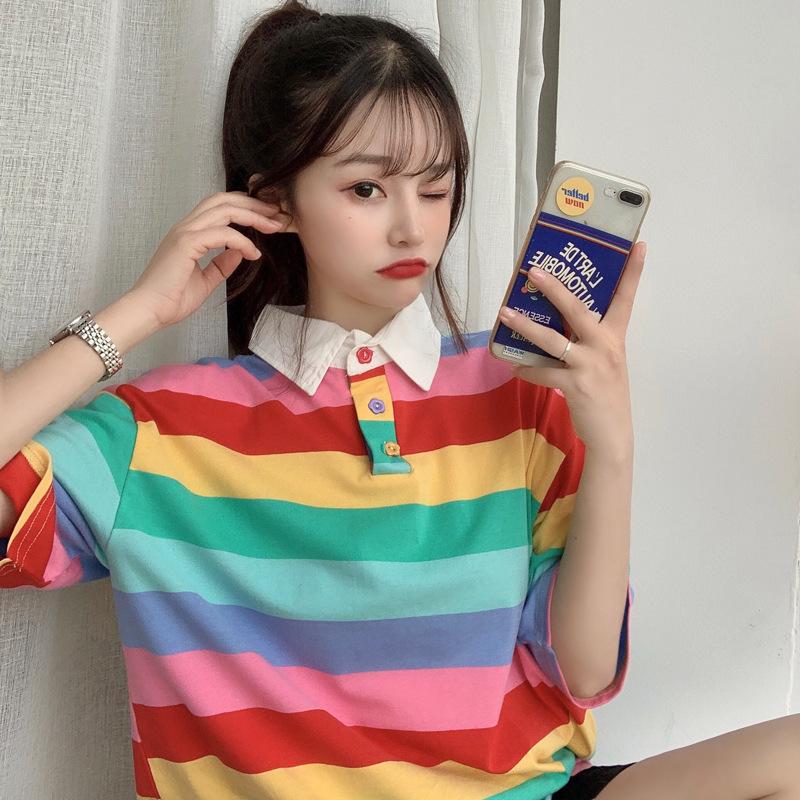 Pastel Vibes Collared Short Sleeve 'Oversized' Shirt