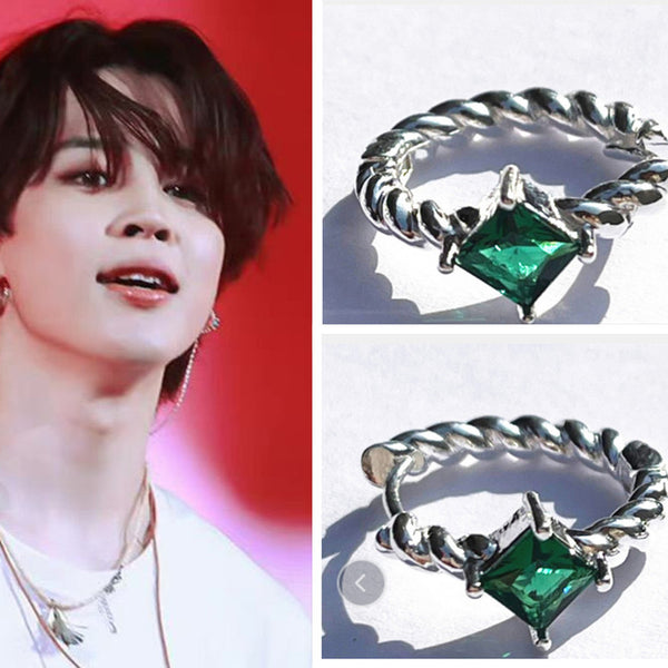 BTS X JIMIN Silver Hooped Diamond Earrings