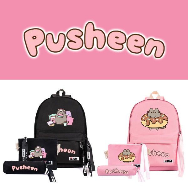PUSHEEN Kawaii Three-piece School Bag Set
