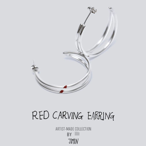 BTS X JIMIN Artist-Made Collection Red Carving Earring (Free Gift)