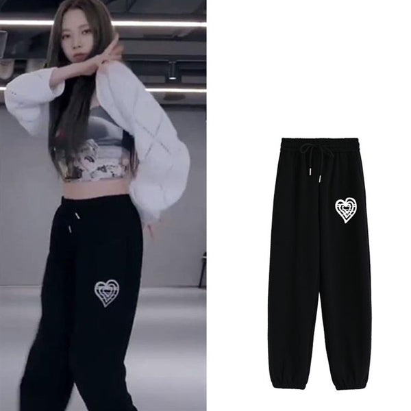 AESPA X KARINA Heart Patched Sweatpants