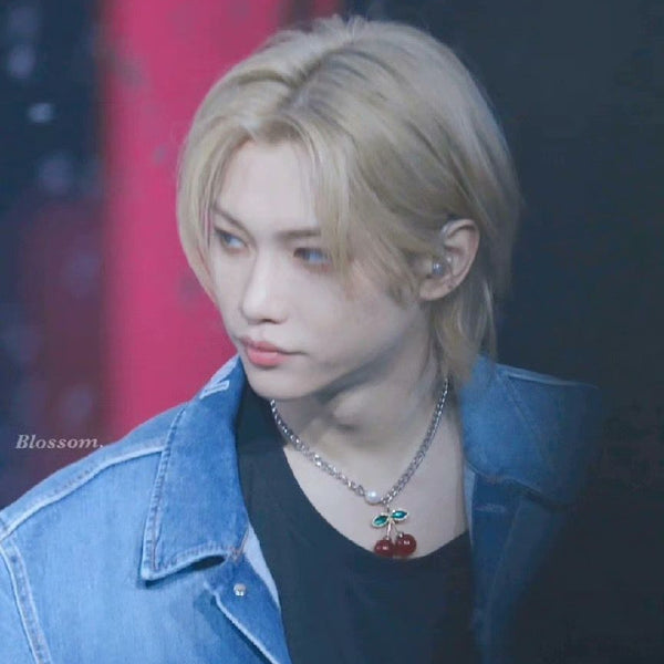 STRAYKIDS X FELIX Silver Chained Cherry Necklace