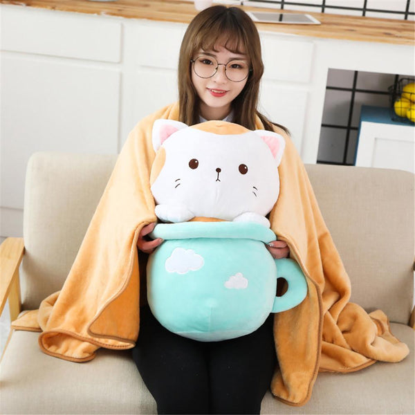 Kitty in Cup Plush & Blanket