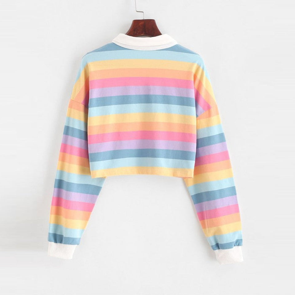 Pastel Vibes Collared Long Sleeve Shirt