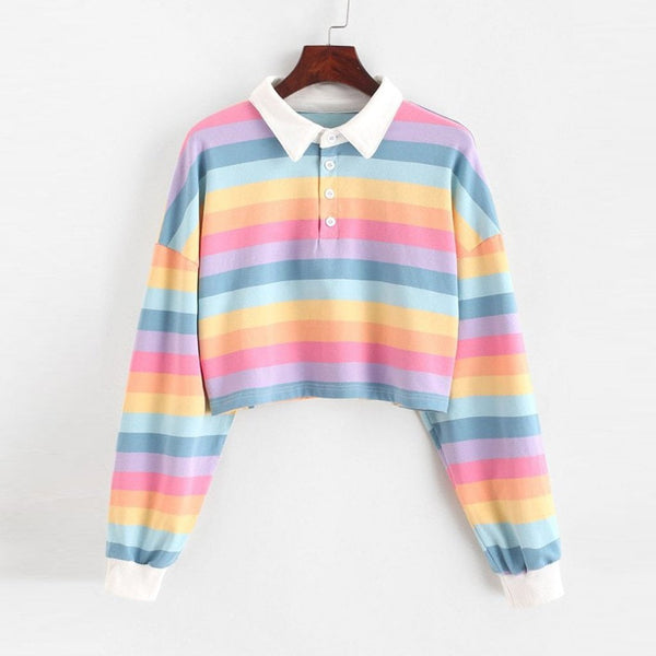 Pastel Vibes Collared Long Sleeve Shirt