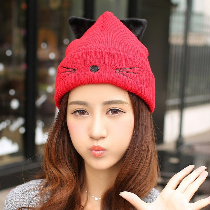 Cat Ears & Whiskers Beanie - Totemo Kawaii Shop
