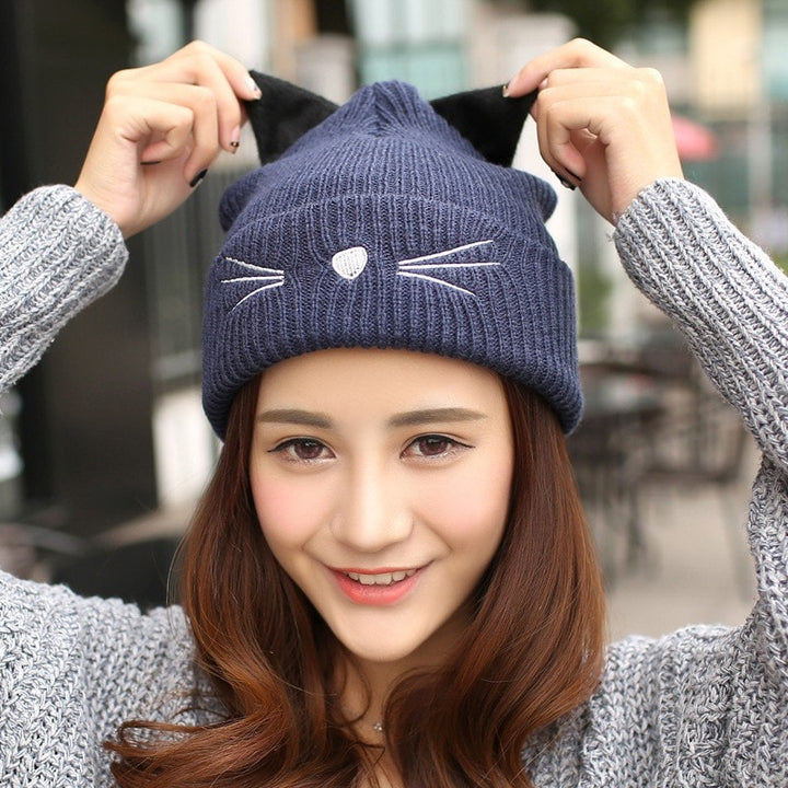 Cat Ears & Whiskers Beanie - Totemo Kawaii Shop