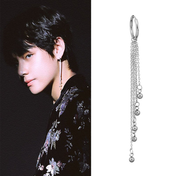 BTS X V Silver Tassel Layered Earrings